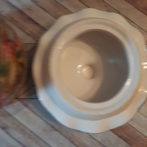 Italian Pottery Floral Tea Cookie Jar Canister Hand Painted Lemons Vintage Wear - Picture 5 of 9